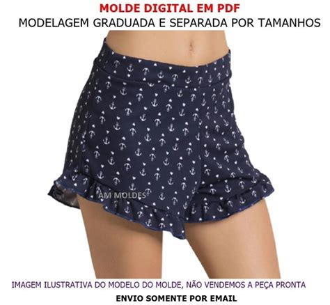 Molde Short Feminino Babado Na Barra Elo7