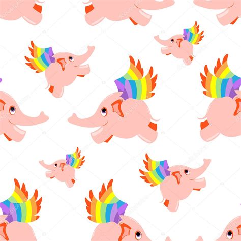 Seamless pattern pink flying elephant. — Stock Vector © Amalga #4338000