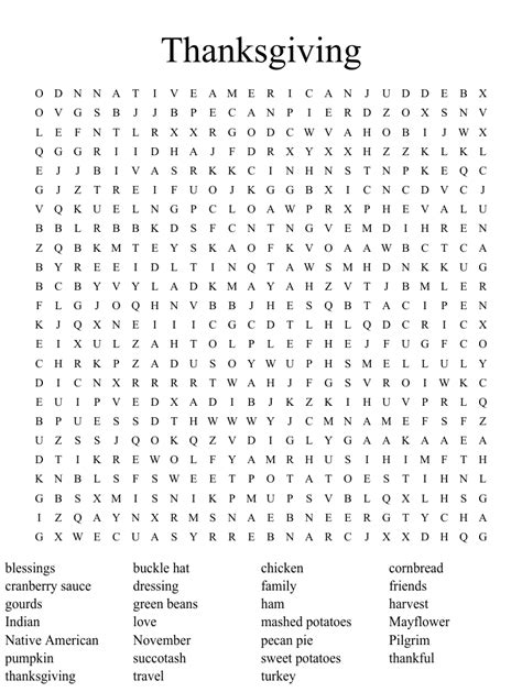 Thanksgiving Word Search Puzzle Word Search Printable