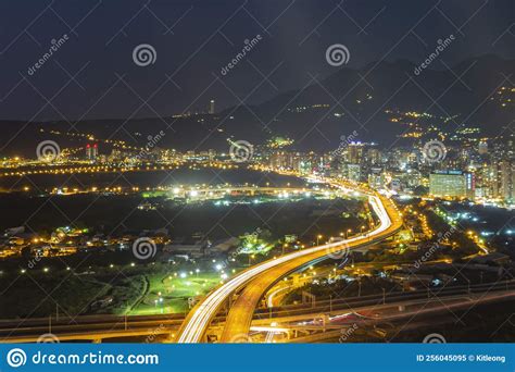 Night High Angle View Of The Shilin District Cityscape Stock Image