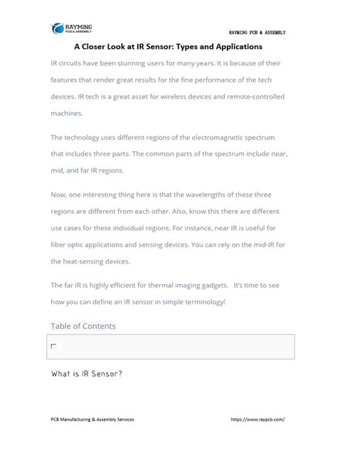 A Closer Look at IR Sensor Types and Applications | Download Free PDF | Infrared | Light ...