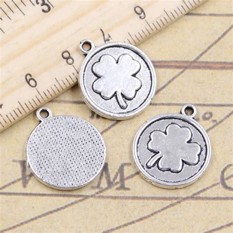 Pcs Charms Lucky Irish Four Leaf Clover X Mm Tibetan Silver Plated