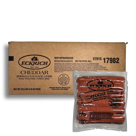 Eckrich 17982 Jumbo Cheddar Smoked Sausage 6 X 12 Pcs Sunrisesupplyllc