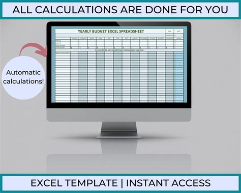 Excel Budget Spreadsheet Template, Simple Monthly & Annual Budget Template on Excel, Yearly ...