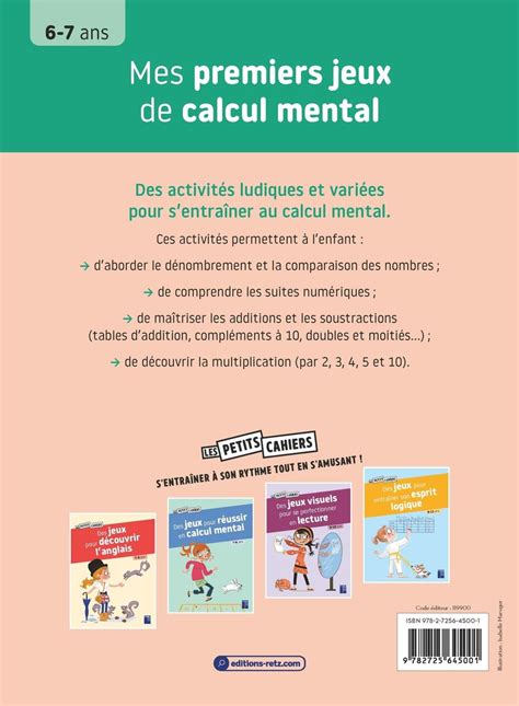 Mes premiers jeux de calcul mental 6 7 ans Ouvrage papier Éditions Retz