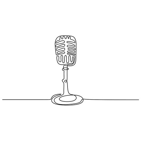 One Line Drawing Wired Microphone Vector Illustration Minimalist Design