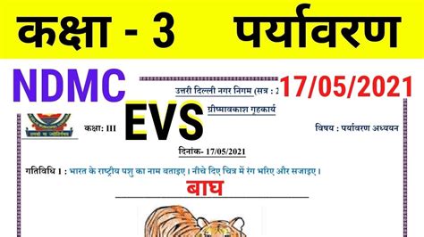 NDMC Class 3 EVS Summer Vacation Holiday Homework In Hindi 17 May