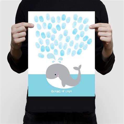 Whale Fingerprint Guest Book Alternative Baby Shower Or Birthday Guest