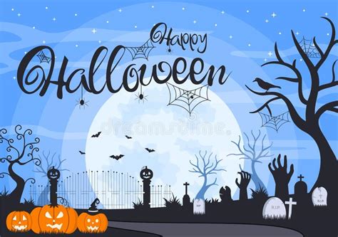 Halloween Night Party Landing Page Illustration With Witch Haunted