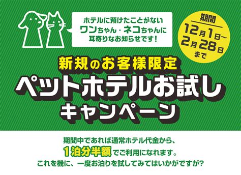 新規のお客様限定！ペットホテルお試しサービス お知らせ ペット家族 公式サイト