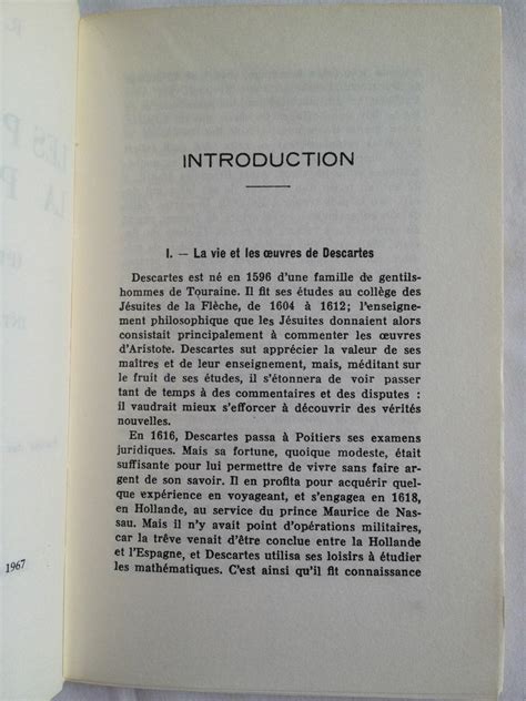 Les Principes De La Philosophie Premi Re Partie De Ren Descartes Ebay