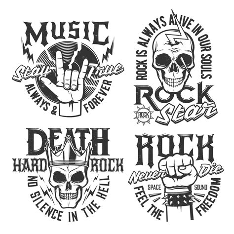 Hard Rock Skull T Shirt Prints Rock Music Concert 23841524 Vector Art