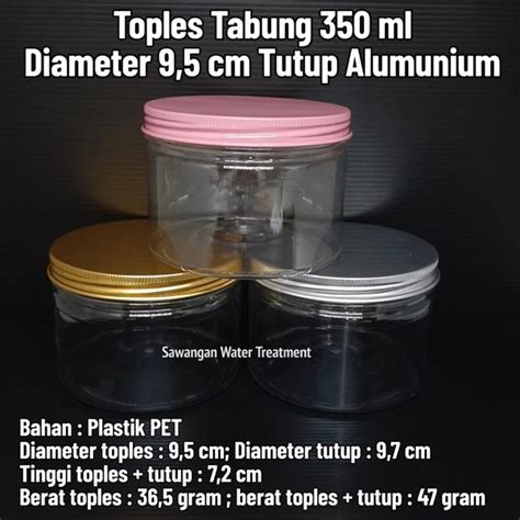 Jual Toples Tabung Ml Toples Plastik Ml Tutup Alumunium Cm