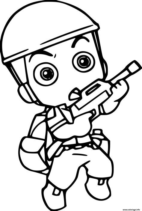 Coloriage Mini Soldat Militaire Avec Arme Dessin Militaire Imprimer