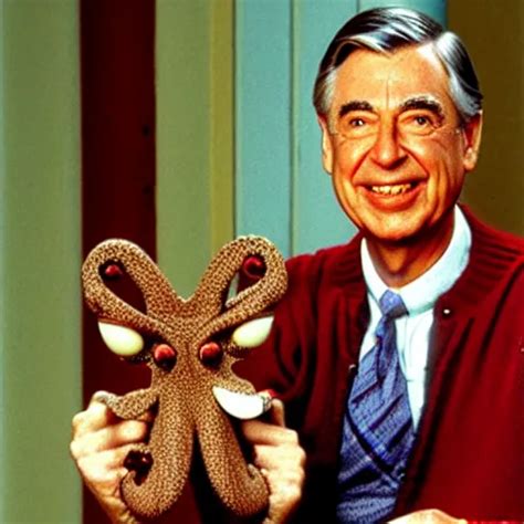 Mr Rogers Proudly Displaying A Horrific Mutated Stable Diffusion