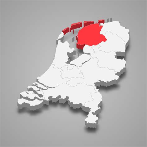 Friesland province location within Netherlands 3d map 21852786 Vector ...