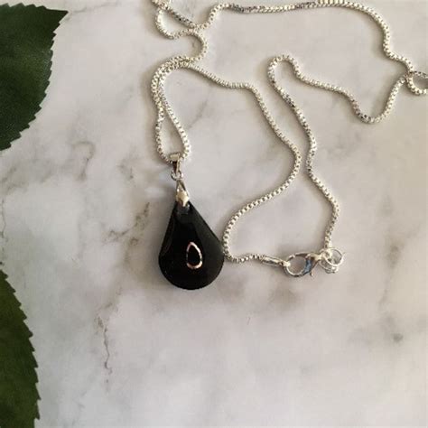 Black Teardrop Necklace, Sympathy Gift, Teardrop Pendant, Minimalist ...