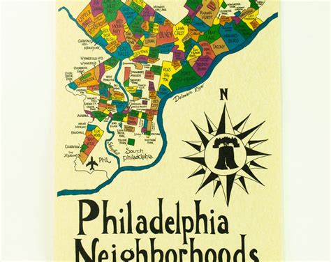 Philadelphia Neighborhoods Map - Etsy