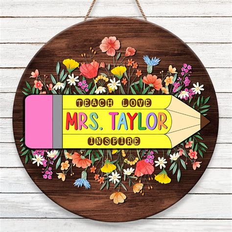 Classroom Door Signs | Customized Gift For Teacher | Wooden Door Hangers For Teachers | Teach ...