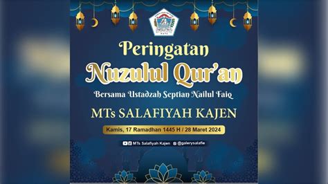 Live Streaming Peringatan Nuzulul Qur An Mts Salafiyah Kajen