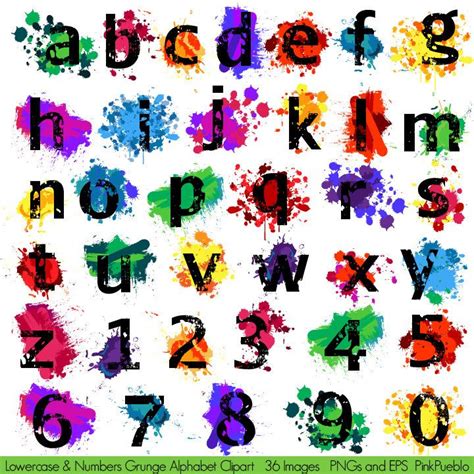 Grunge Alphabet Clipart Clip Art Graffiti Paint Splatter Etsy