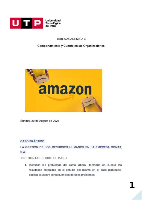 Tarea Academica Caso Amazon Tarea Academica Comportamiento Y