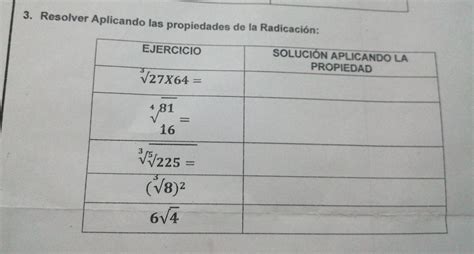 Resolver Aplicando Las Propiedades De La Radicacion Brainly Lat