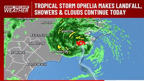 First Alert Tropical Storm Ophelia Makes Landfall Showers And Clouds