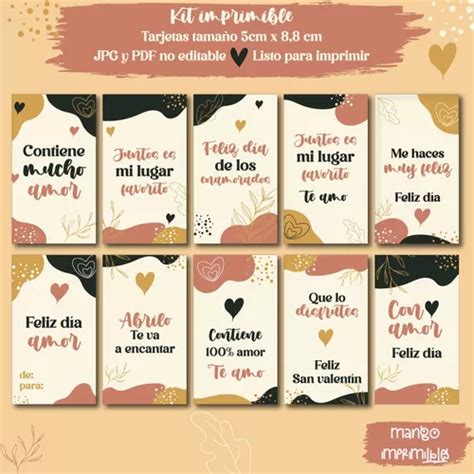 Kit Imprimible Tarjetas Tags San Valentín Día De Enamorados en venta en