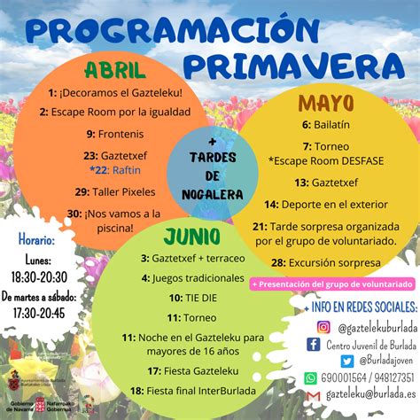 Programación primavera en el Gazteleku Ayuntamiento de Burlada