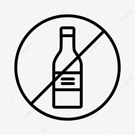 No Alcohol Line Icon Vector Alcohol Ban Drink PNG And Vector With