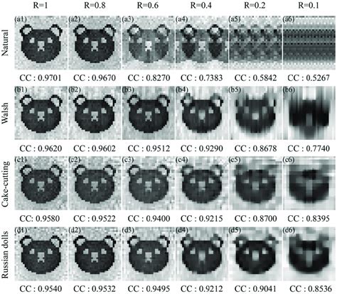 The Reconstructed Bear Images Using Different Orderings Hadamard