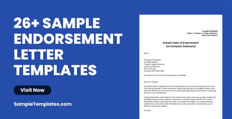 Free Endorsement Letter Samples Templates In Pdf Ms Word