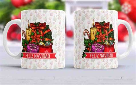 12 Plantillas Editables Navideñas listas para sublimar en taza