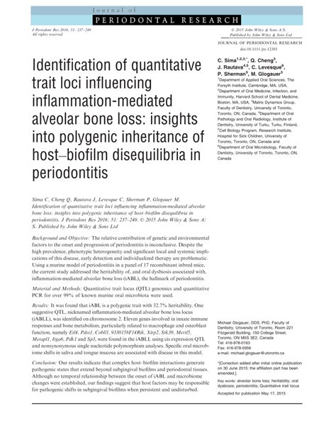 PDF Identification Of Quantitative Trait Loci Influencing