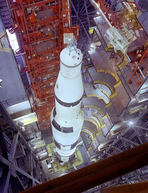 Rocket Spaceship Saturn V Apollo Top View Nasa Technology