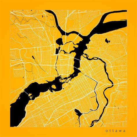 Ottawa Street Map - Ottawa Canada Road Map Art on Color Digital Art by ...