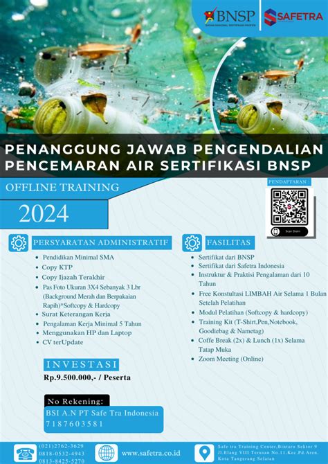 Penanggung Jawab Pengendalian Pencemaran Air Sertifikasi Bnsp