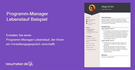 Programm Manager Lebenslauf Beispiele Vorlage 20 Tipps