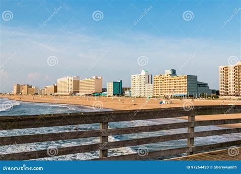 Hotels Line Virginia Beach Oceanfront As Seen from Fishing Pier ...