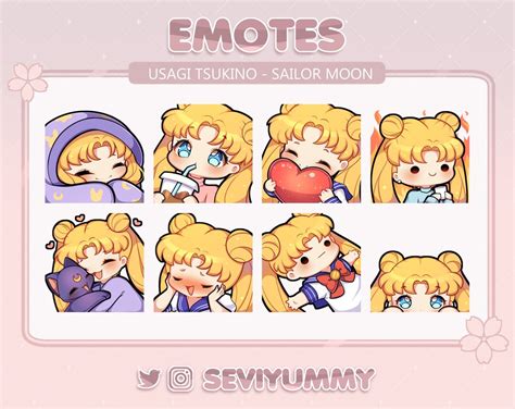 Sailor Moon Luna Emotes Pack For Twitch And Discord X Cute Grey Cat