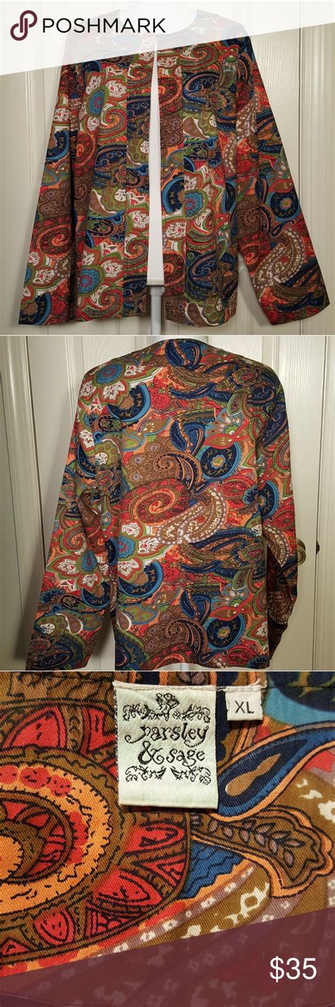 Parsley And Sage Colorful Paisley Jacket Paisley Jacket Clothes Design