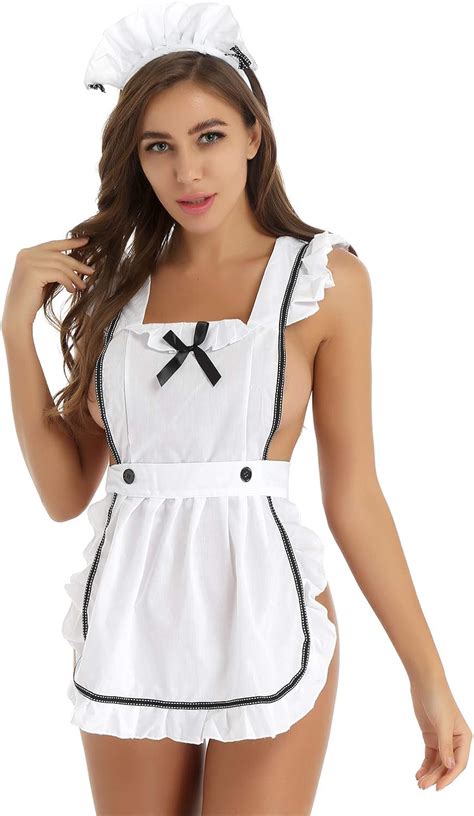 Freebily Women Sexy Lingerie French Maid Cosplay Outfits Role Play