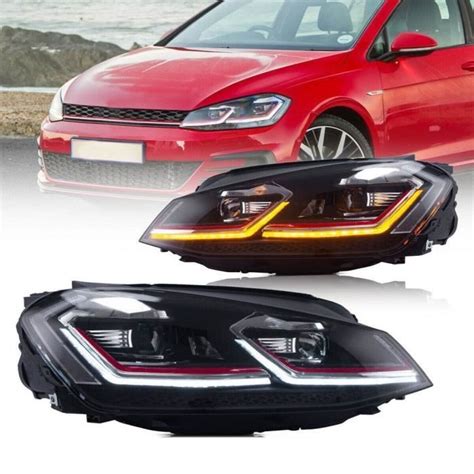 Feux Phare Avant Led Pour Vw Golf Avec Clignotants Led Dynamique Et