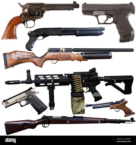 Different types of firearms isolated over white background Stock Photo ...