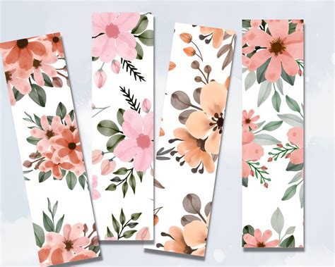 Printable Watercolor Floral Bookmark Collection Instant Digital ...