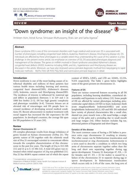 (PDF) "Down syndrome: An insight of the disease"