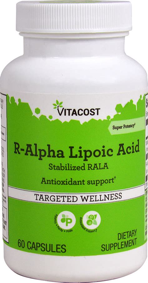 Vitacost R Alpha Lipoic Acid Stabilized Rala Mg Capsules