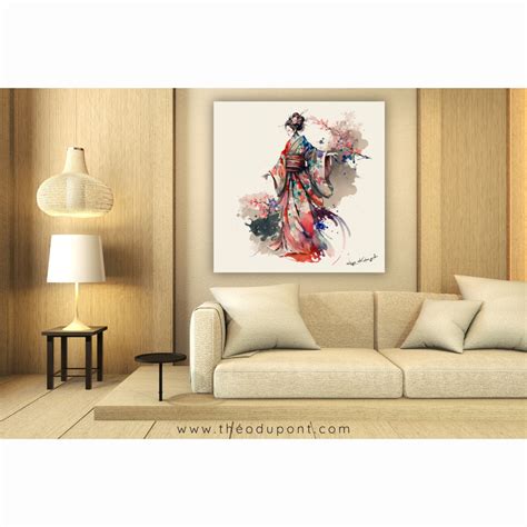 Geisha 2 FUKUNAMI Artist Signed Original Art On Canvas Japanese Wall