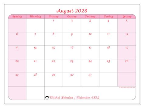 Kalender For August 2023 For Utskrift 621SL Michel Zbinden NO